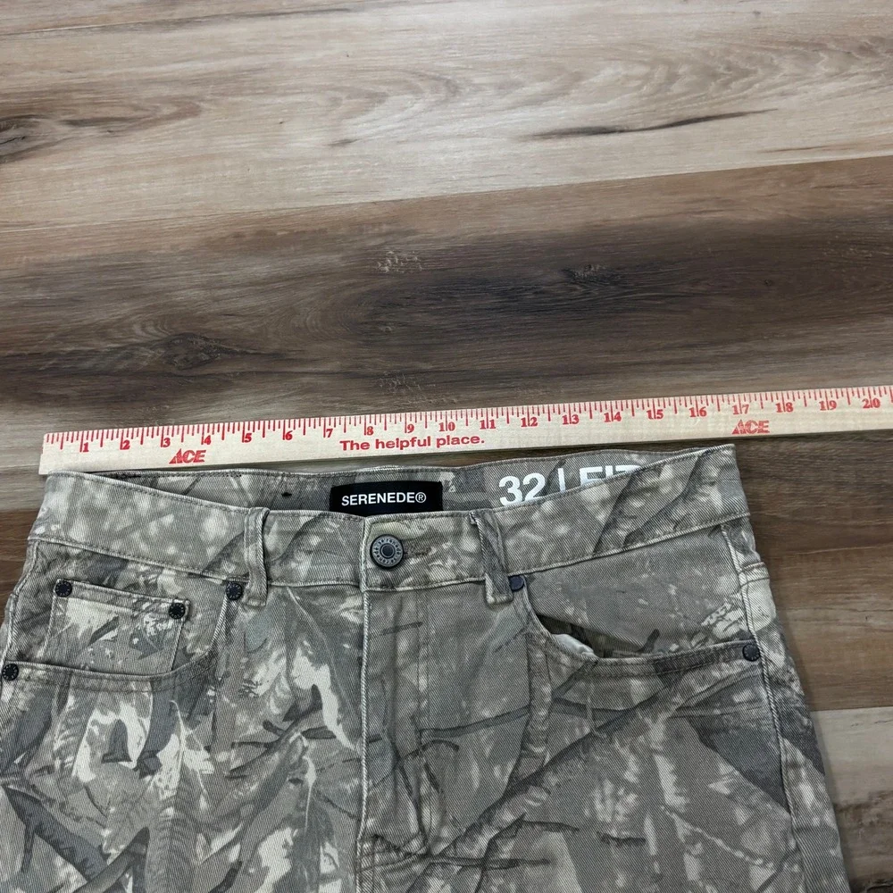 Serenede Fitted Denim Jeans 32 Camo Print Cotton Spandex Slim Gray Streetwear